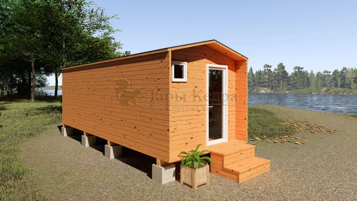 Каркасная баня «Барн» из кедра 6х2,2 метра
