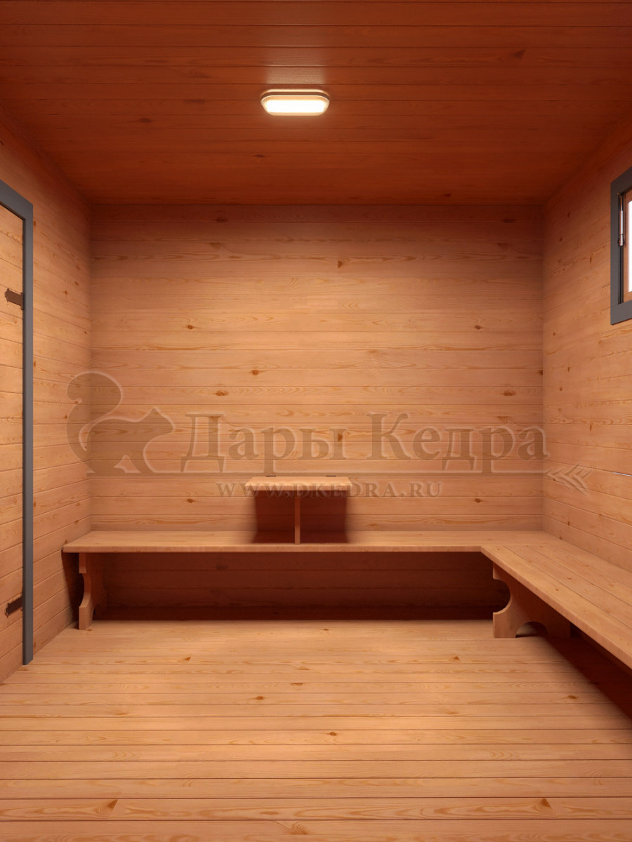 Каркасно-щитовая баня из кедра «Мега» с верандой